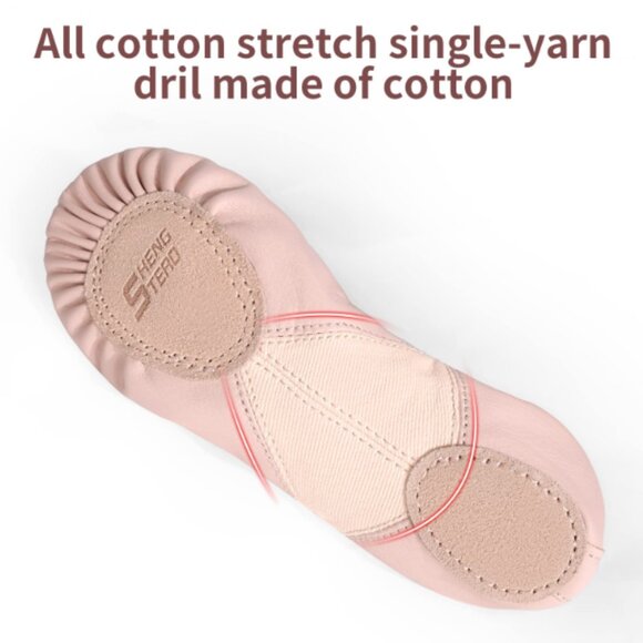 Sheng Te Ao Pointe Ballet Shoes 22cm 3.5M Big Kid size Breathable Leather nude - Picture 6 of 6